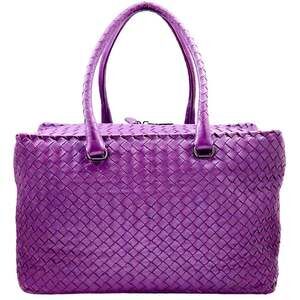 BOTTEGA VENETA Purple Leather Intrecciato Tote Bag